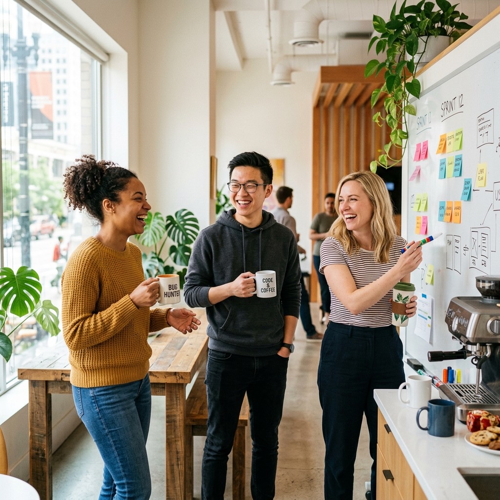 Team in break room