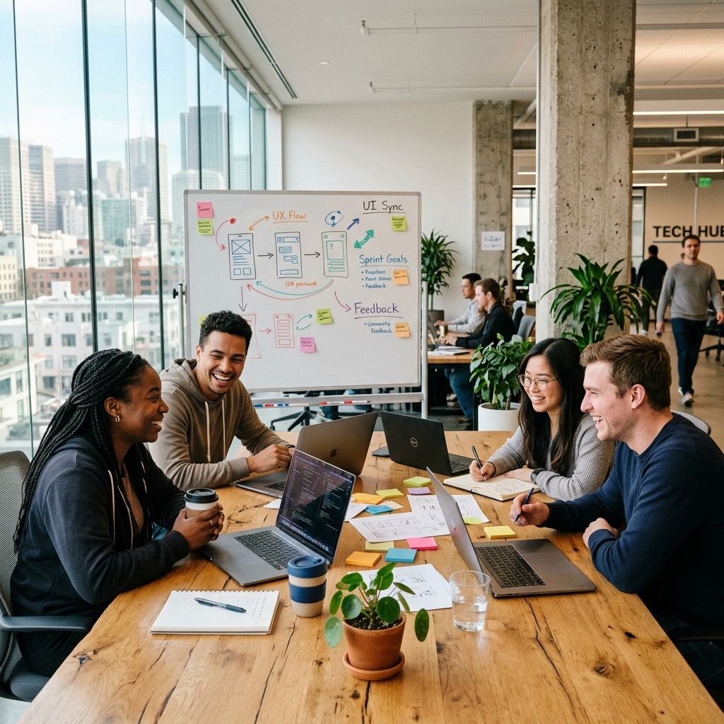 Arcrux team collaborating in office